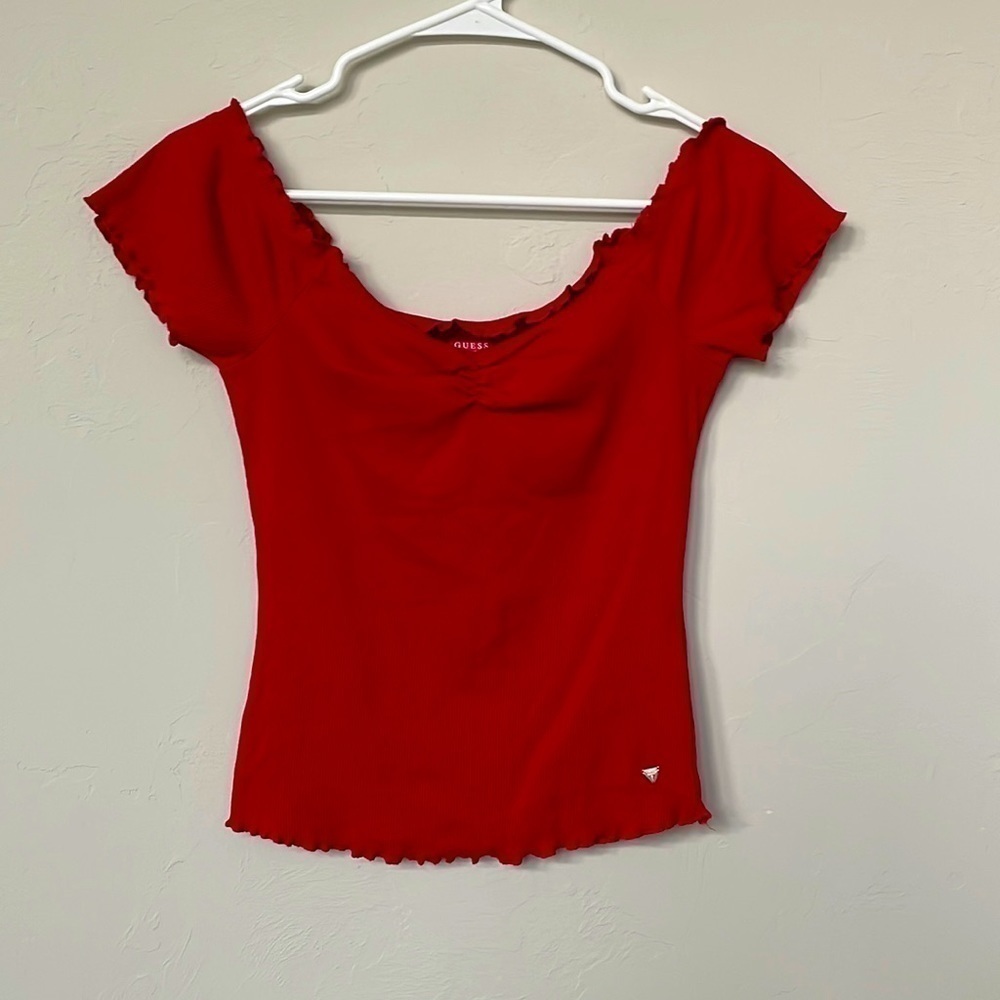 2 Off the Shoulder Women’s Tops | Express | Guess | Red | Black/White Stripe - Picture 2 of 10
